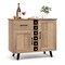 Costway 2-Door Wine Bar Cabinet Kitchen Sideboard Buffet with Drawer & Adjustable Shelves Black/Natural